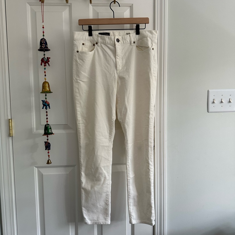NWOT J. Crew White Corduroy Midrise Toothpick Pants